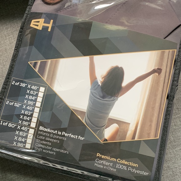 HB Blackout Curtains- Gray Slate, Size 80L X 63W, Set of 2. - Picture 6 of 6